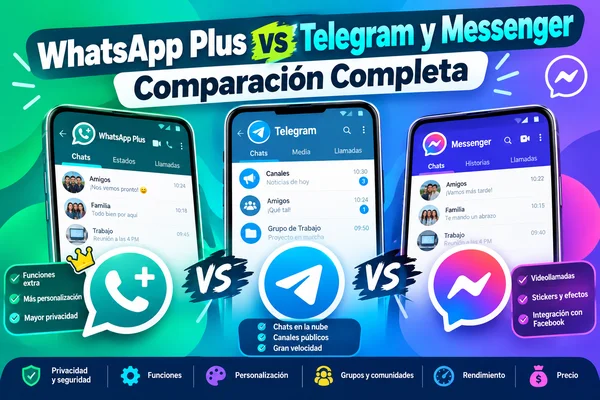 WhatsApp Plus مقابل Telegram وMessenger: مقارنة شاملة